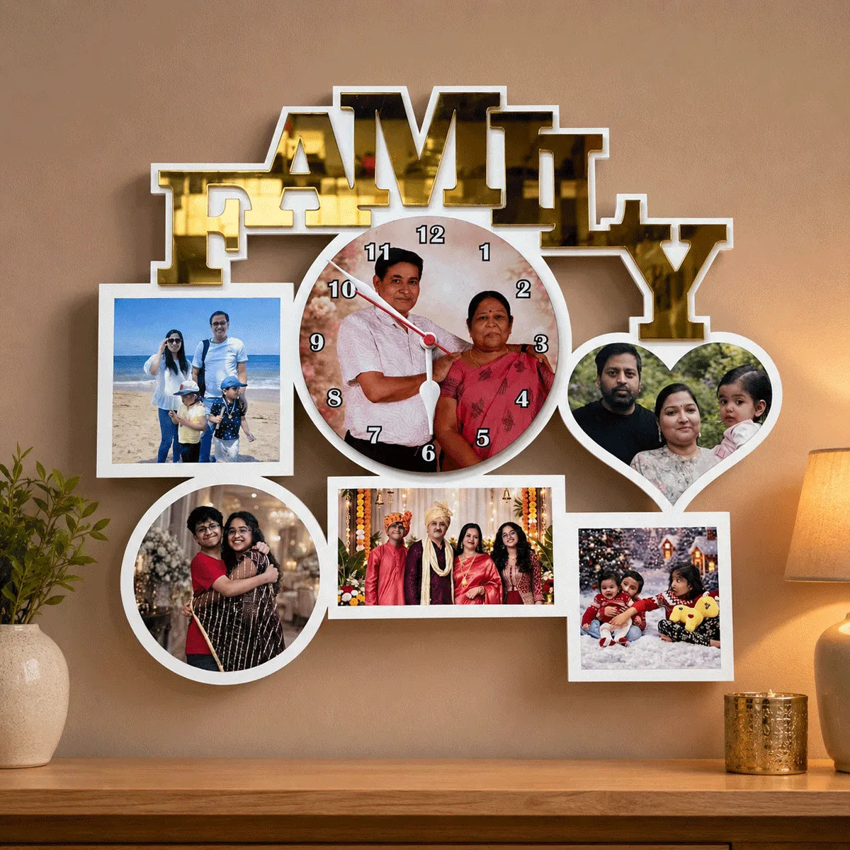 Personalized family photo wall clock