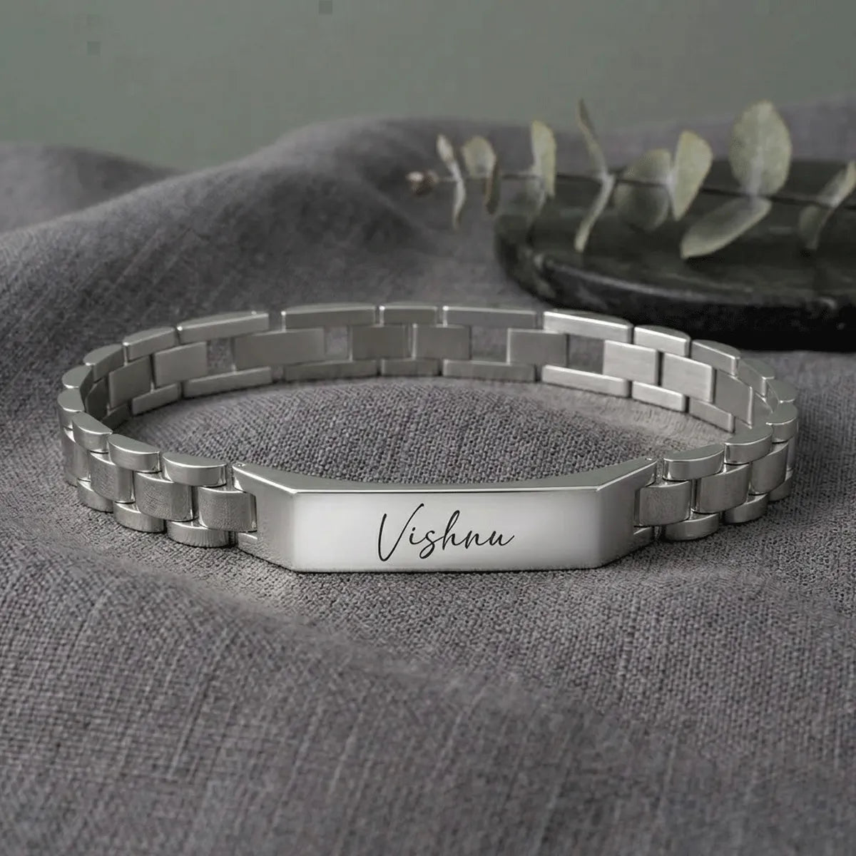 Personalized name bracelet with custom engraving elegant stainless steel bracelet