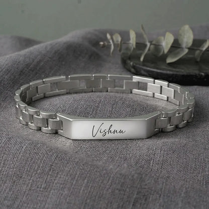 Personalized name bracelet with custom engraving elegant stainless steel bracelet