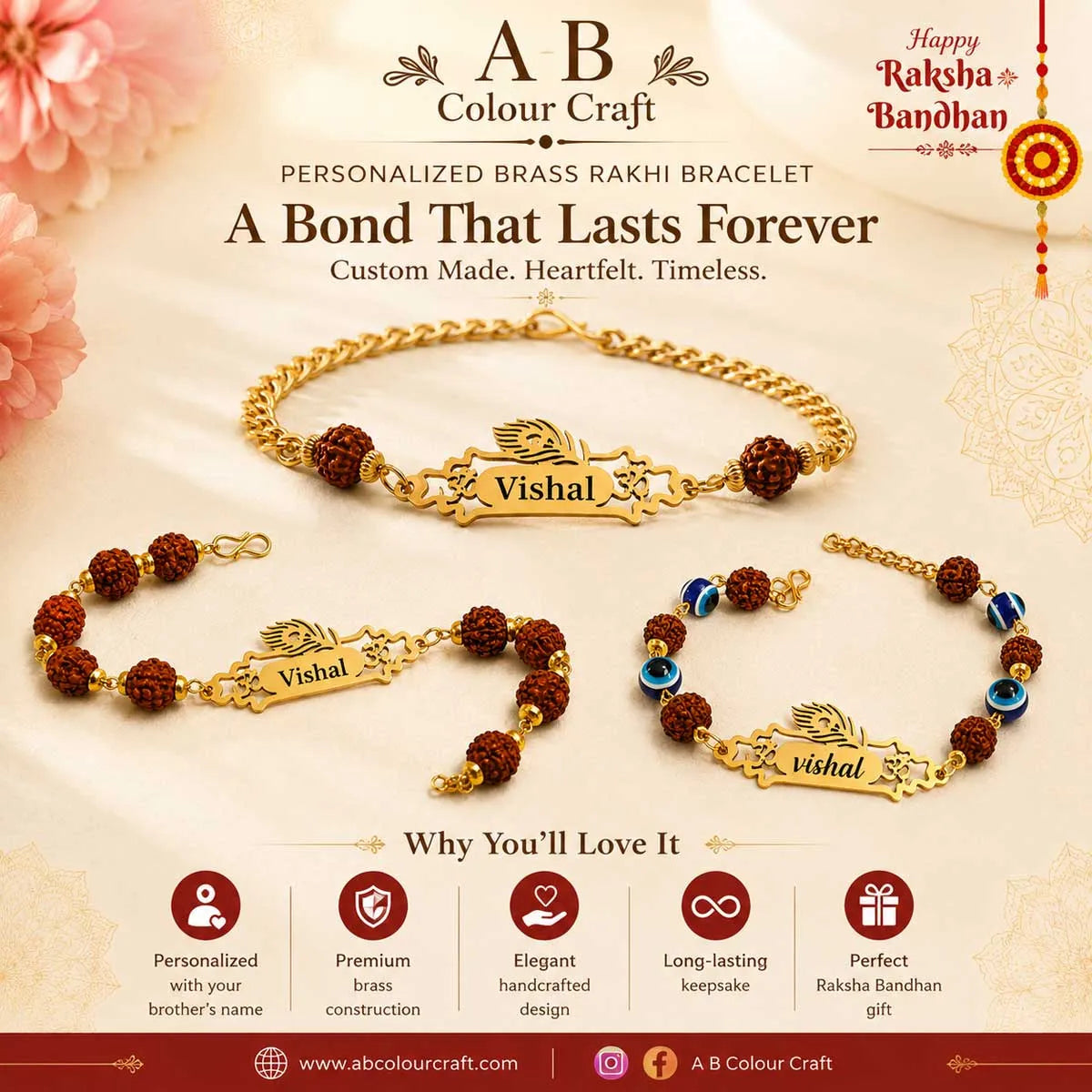 Premium Full Rudraksha Personalized Rakhi