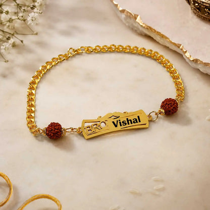 Premium brass rakhi bracelet with rudraksha variant