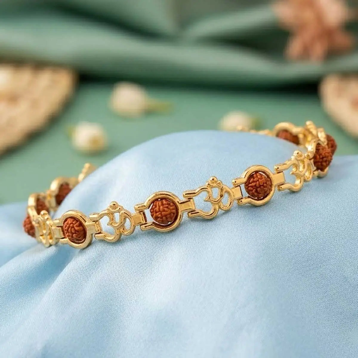 Spiritual Om Symbol Bracelet with Rudraksha Beads