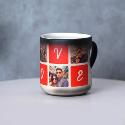 Custom Photo Magic Mug with LOVE Design | Personalized Gift for Couples & Anniversaries