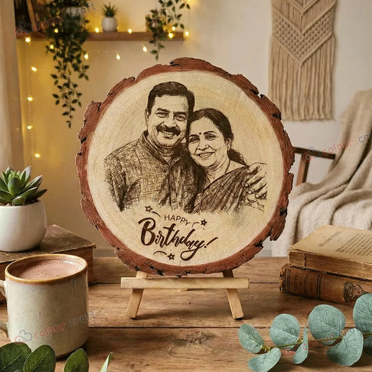 Custom Wood Slice Gift - Custom Wood Slice Picture Plaque on Stand