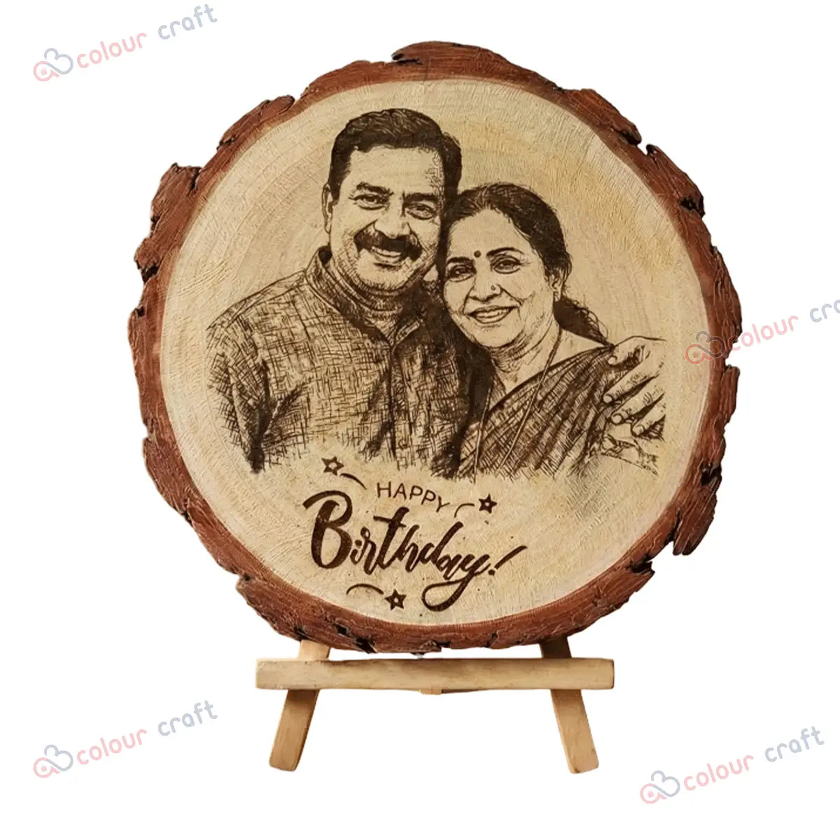 Custom Wood Slice Gift - Custom Wood Slice Picture Plaque on Stand