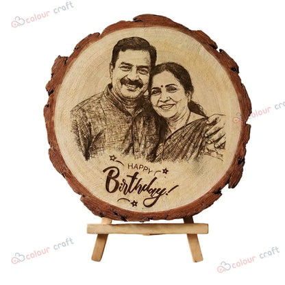 Custom Wood Slice Gift - Custom Wood Slice Picture Plaque on Stand