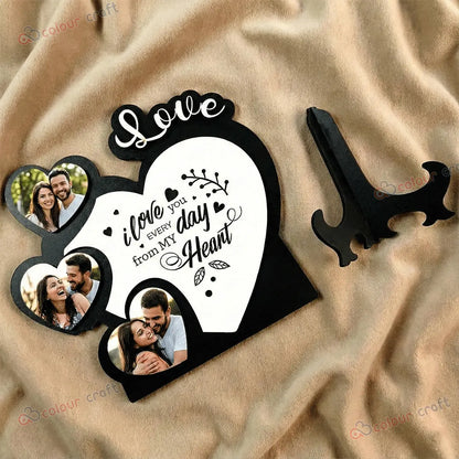 Personalized Love Photo Frame - Wooden 3-Picture Heart Collage Gift for Him/Her