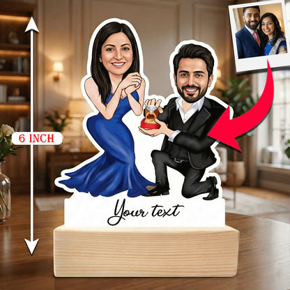 Custom Proposal Caricature Standee with Wooden Base