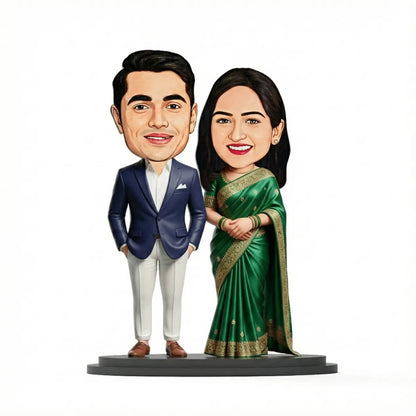 Custom Couple Caricature from Photo – Personalized Miniature Figurine for Wedding & Anniversary Gifts