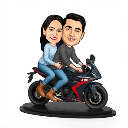 Custom Motorbike Couple Caricature Gift