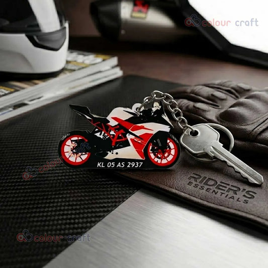 Personalized Bike Keychain with Number Plate / Custom Motorcycle Keyring for Riders