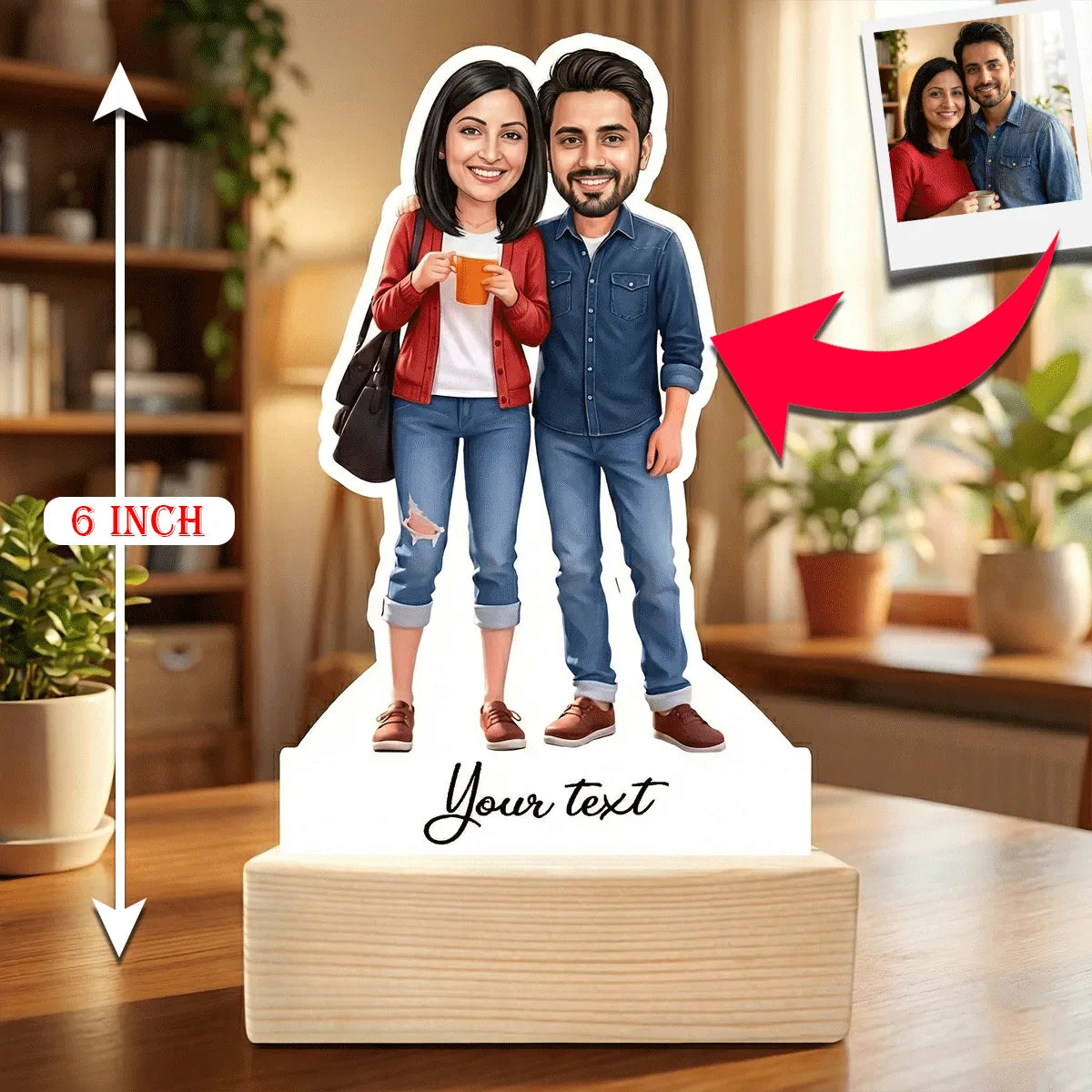 Personalized Couple Caricature Standee – Custom Photo to Cartoon Cutout Gift for Anniversary, Wedding & Valentine’s Day
