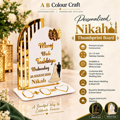 custom thumb impression board with couple names
