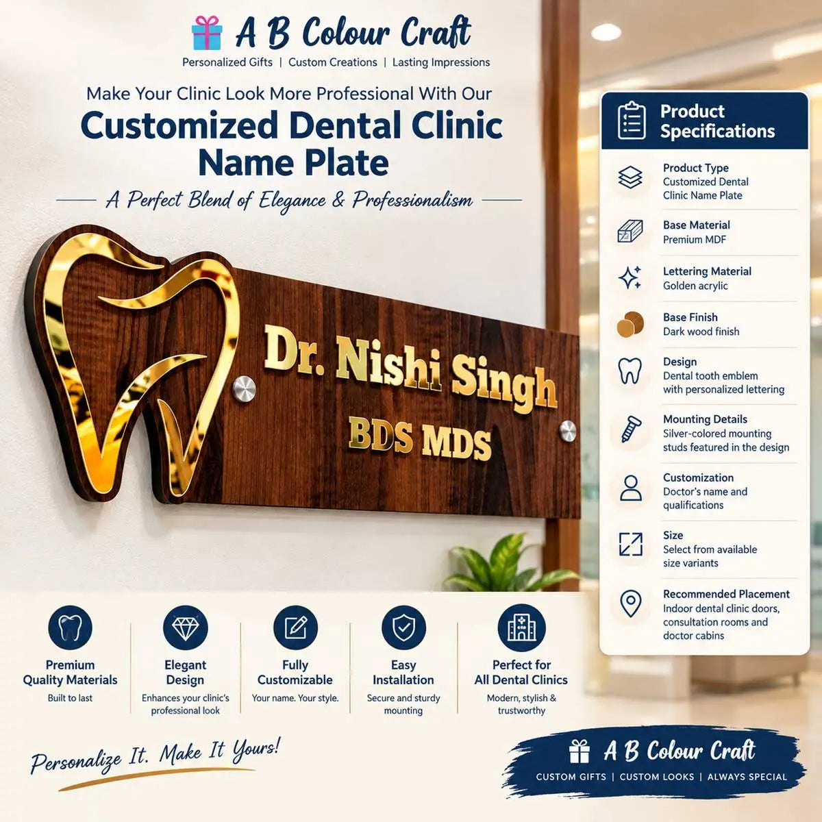 dental doctor name plate
