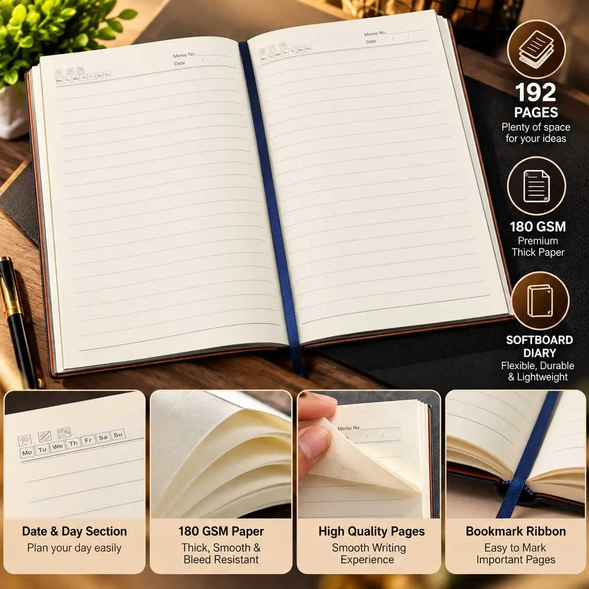 diary with pen