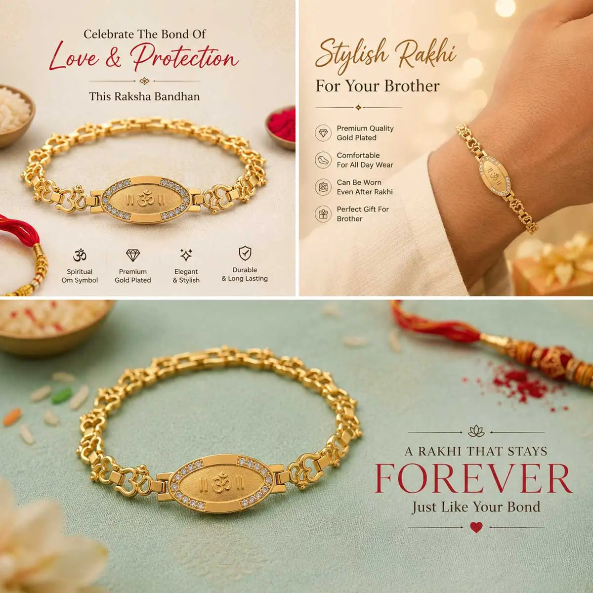 stylish bracelet rakhi with om symbol design