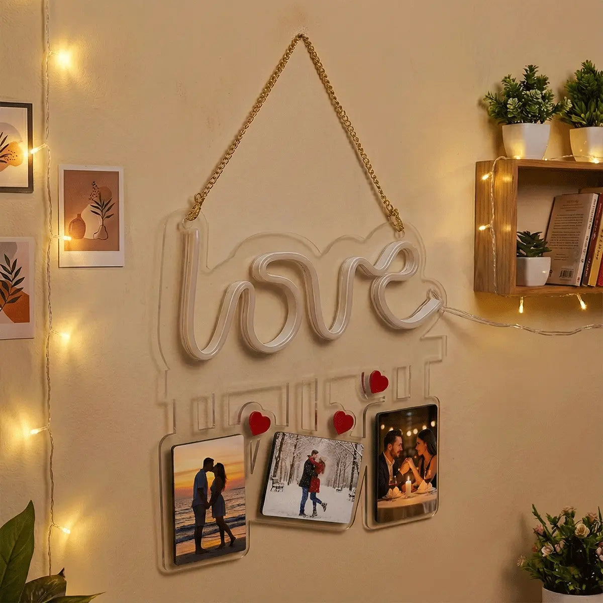 Custom Love Neon Light Photo Frame - Romantic Gift for Couples, Bedroom & Home Decor