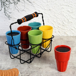 Multicolor Kulhads With Stand / Cutting Chai Glass