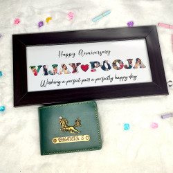 Anniversary Gifts For Men / Mini Frame with Name Wallet