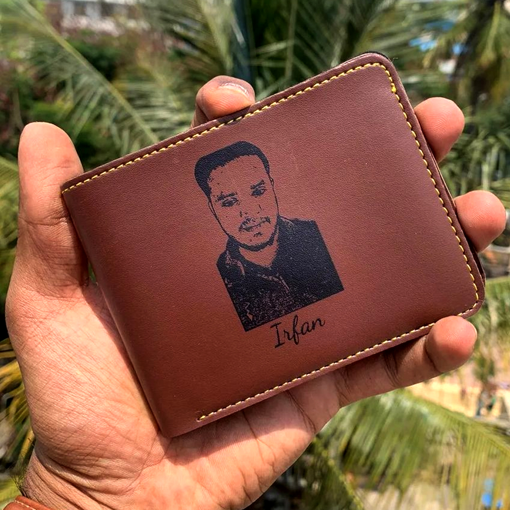 Customised sketch wallets with customized photo and name  Puneri Gifts