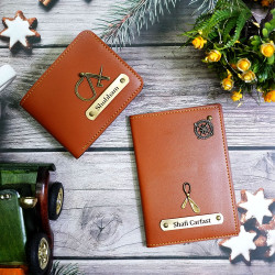 Customized Mens Wallet and Passport Cover Combo / Gift For Mans